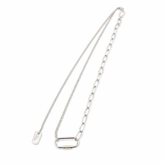 ミニドッグタグ アシメチェーン ネックレス SILVER
