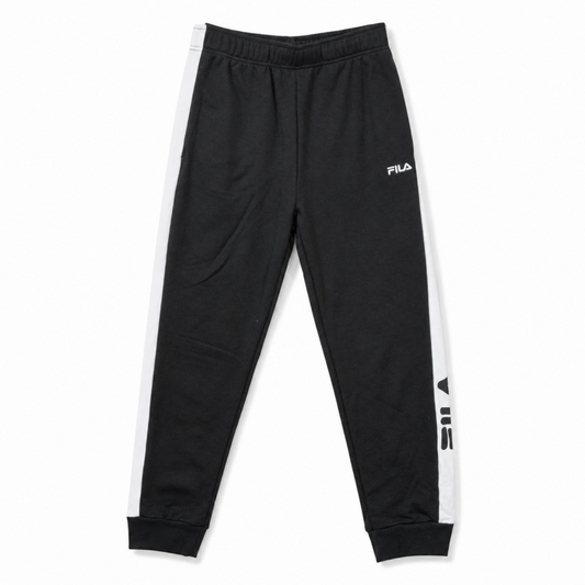 FILA フィラ ロゴサイドライン裏毛スウェットジョガーパンツ BLACK