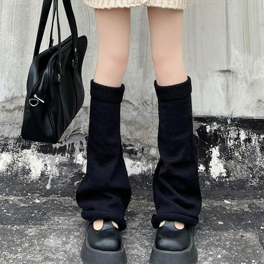 40cm丈 ゴム抜き レッグウォーマー ルーズソックス BLACK