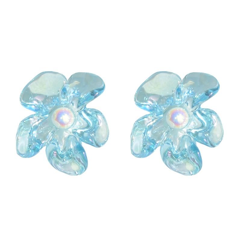 クリアフラワー ピアス BLUE