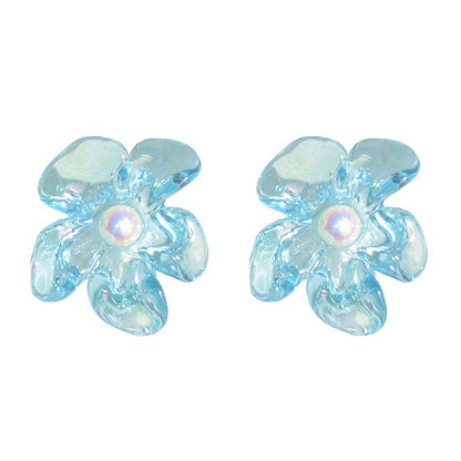 クリアフラワー ピアス BLUE