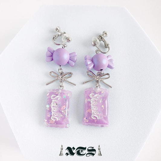XTS Candy Sweet キャンディ イヤリング PURPLE