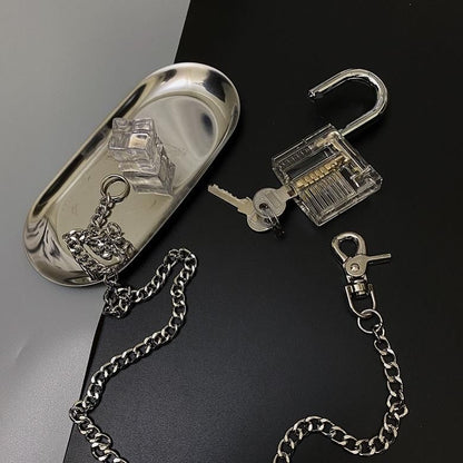 BIG クリア南京錠 チェーン ネックレス SILVER シルバー