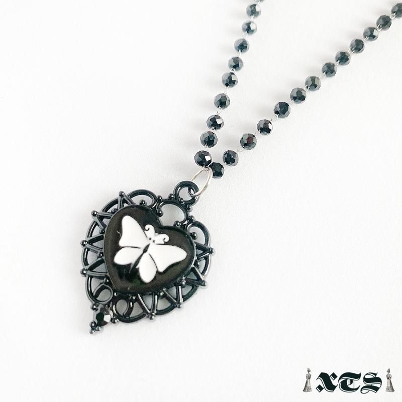 XTS Black Heart Butterfly ハート 蝶々 ネックレス BLACK TS0269