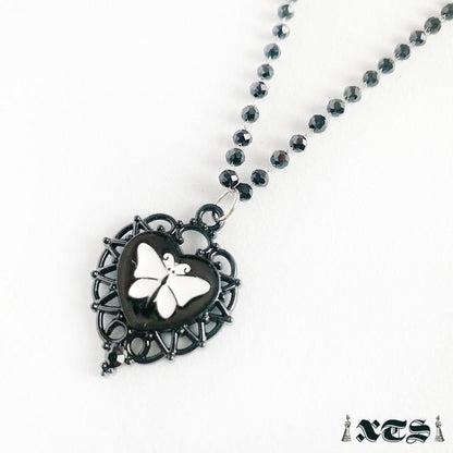 XTS Black Heart Butterfly ハート 蝶々 ネックレス BLACK TS0269