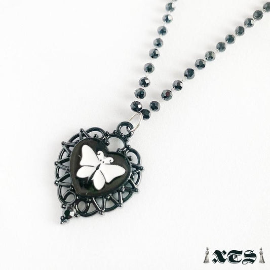 XTS Black Heart Butterfly ハート 蝶々 ネックレス BLACK TS0269