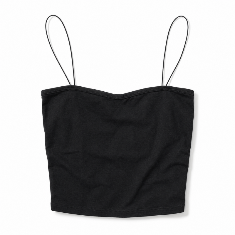 スパゲッティストラップ シンプル無地 ブラトップ BLACK