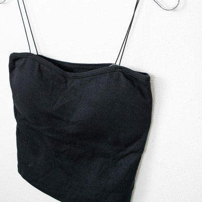 スパゲッティストラップ シンプル無地 ブラトップ BLACK
