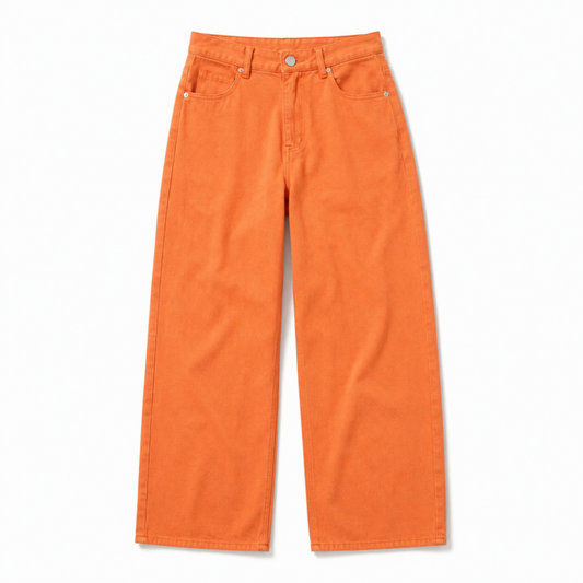 カラーツイル ストレートパンツ ORANGE オレンジ