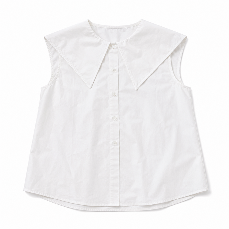 ブロードセーラーカラー ノースリーブ ブラウス WHITE