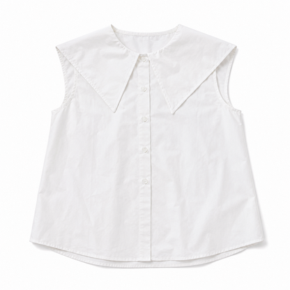 ブロードセーラーカラー ノースリーブ ブラウス WHITE