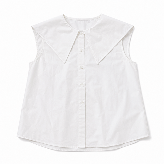 ブロードセーラーカラー ノースリーブ ブラウス WHITE