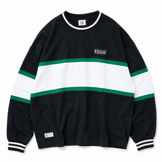 VISION STREET WEAR リブライン切り替え ロンT BLACK