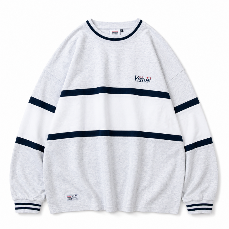 VISION STREET WEAR リブライン切り替え ロンT GRAY グレー
