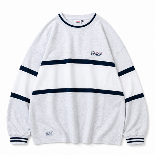 VISION STREET WEAR リブライン切り替え ロンT GRAY グレー