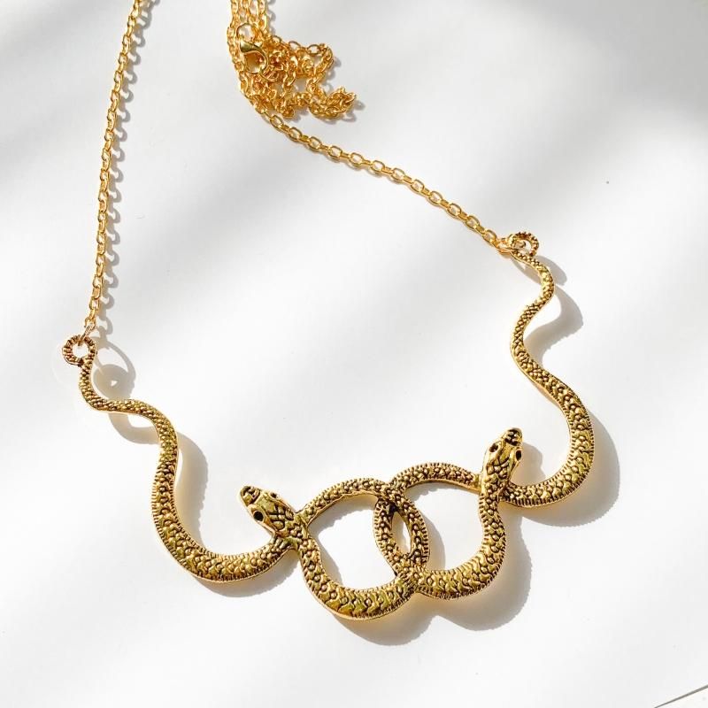 スネーク 蛇 ワイドモチーフ ネックレス GOLD