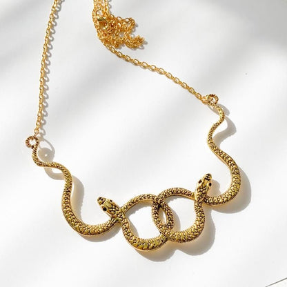 スネーク 蛇 ワイドモチーフ ネックレス GOLD