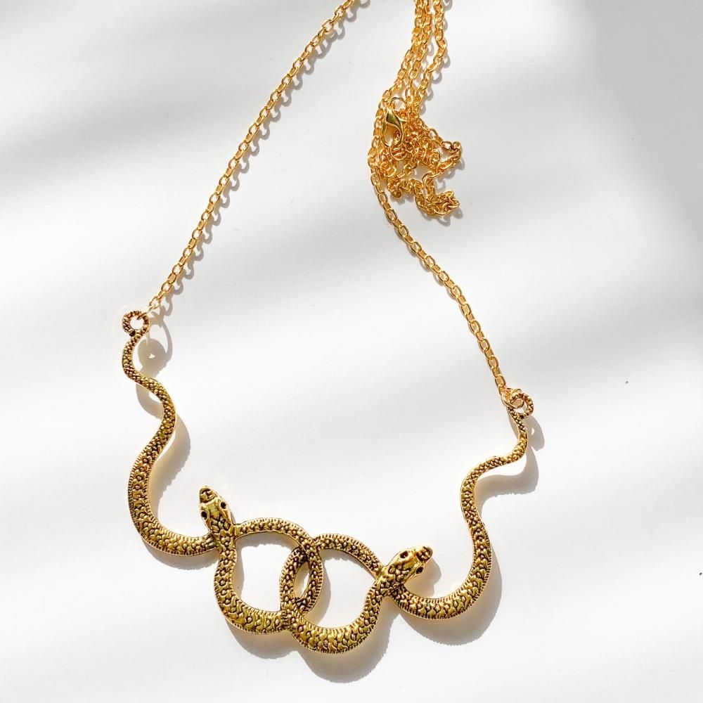スネーク 蛇 ワイドモチーフ ネックレス GOLD