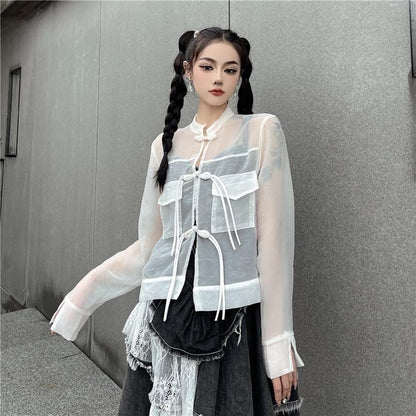 シアー チャイナシャツ WHITE