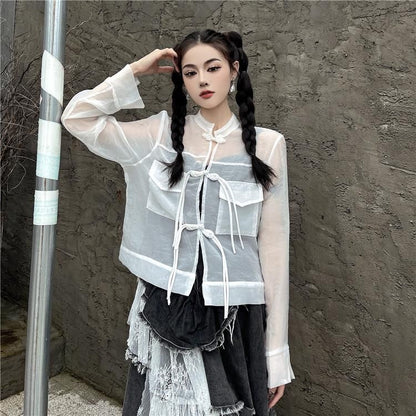 シアー チャイナシャツ WHITE