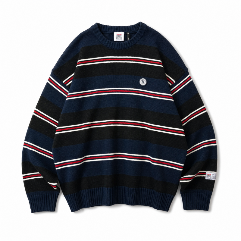 VISION STREET WEAR マルチボーダーニット NAVY ネイビー