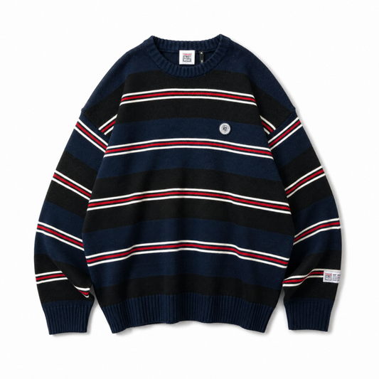 VISION STREET WEAR マルチボーダーニット NAVY ネイビー