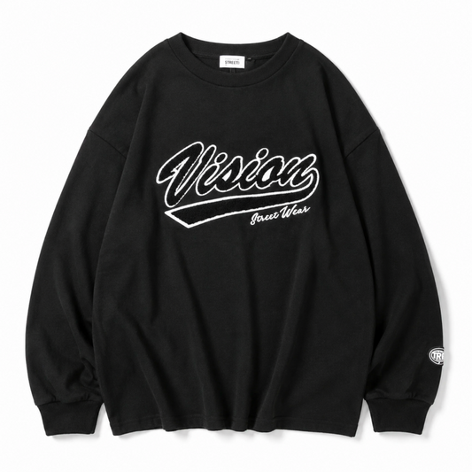 VISION STREET WEAR ヘビーウエイトサガラモックネックロンT BLACK