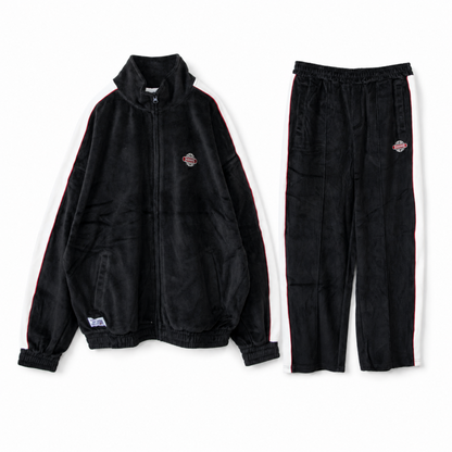 VISION STREET WEAR サイドライン ベロアジャージ セットアップ BLACK