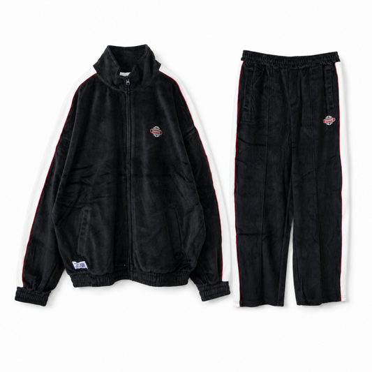 VISION STREET WEAR サイドライン ベロアジャージ セットアップ BLACK