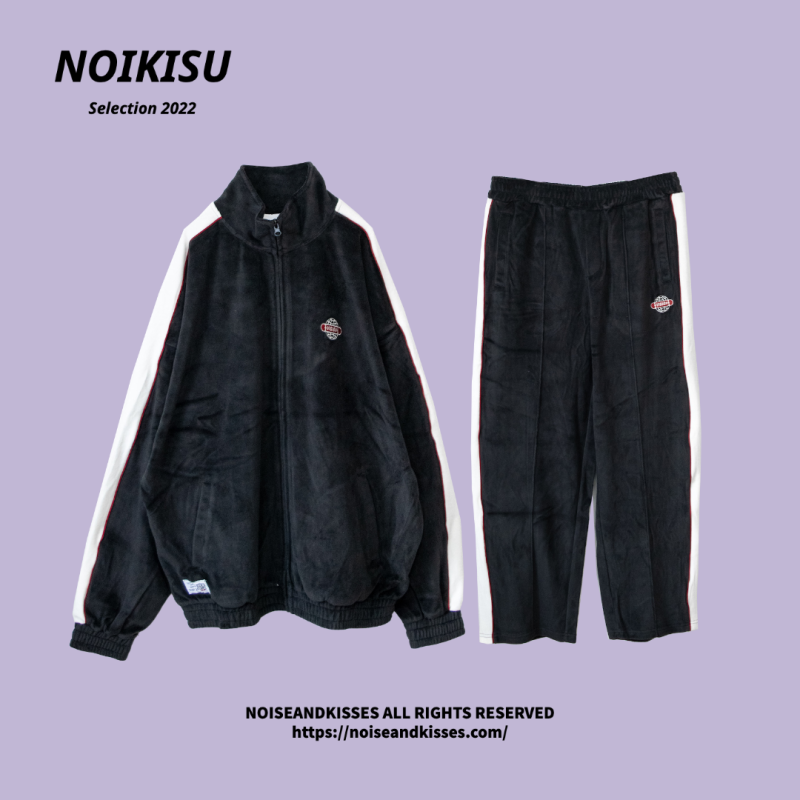 VISION STREET WEAR サイドライン ベロアジャージ セットアップ BLACK