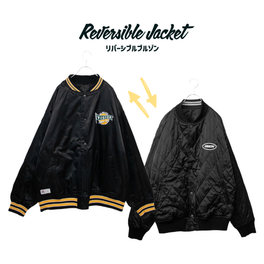 VISION STREET WEAR リバーシブル中綿サテンブルゾン BLACK