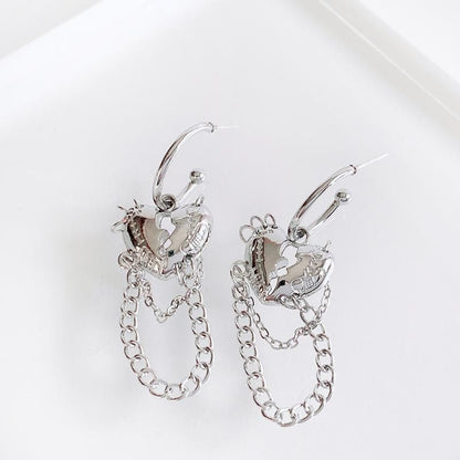 ハートチェーン ピアス SILVER シルバー