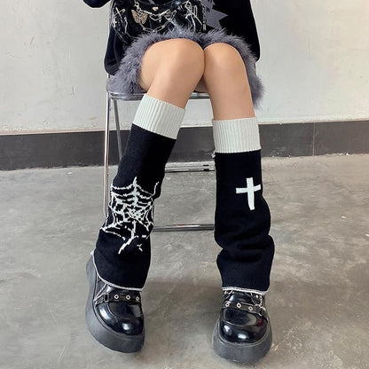 54cm レッグカバー ウォーマー リバーシブル BLACK/WHITE
