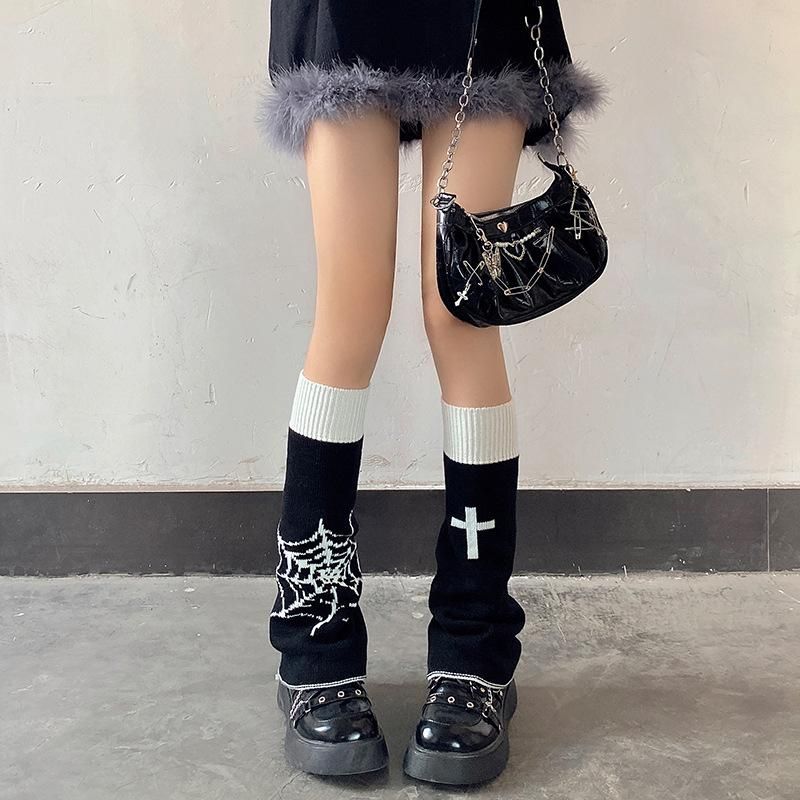 54cm レッグカバー ウォーマー リバーシブル BLACK/WHITE