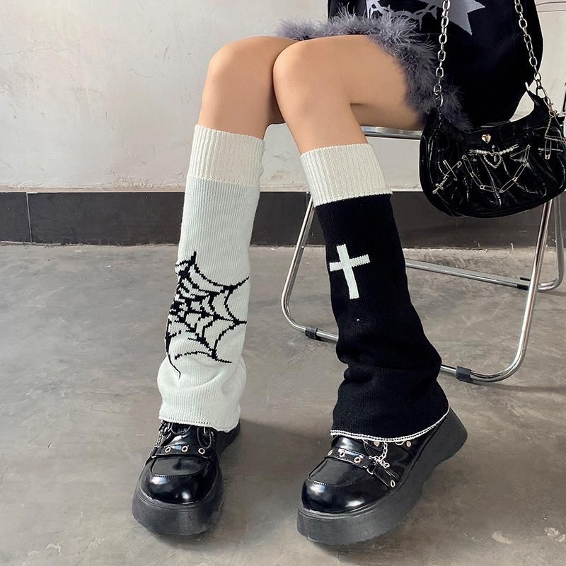 54cm レッグカバー ウォーマー リバーシブル BLACK/WHITE