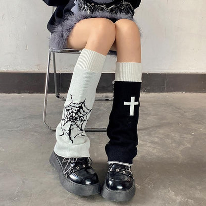 54cm レッグカバー ウォーマー リバーシブル BLACK/WHITE