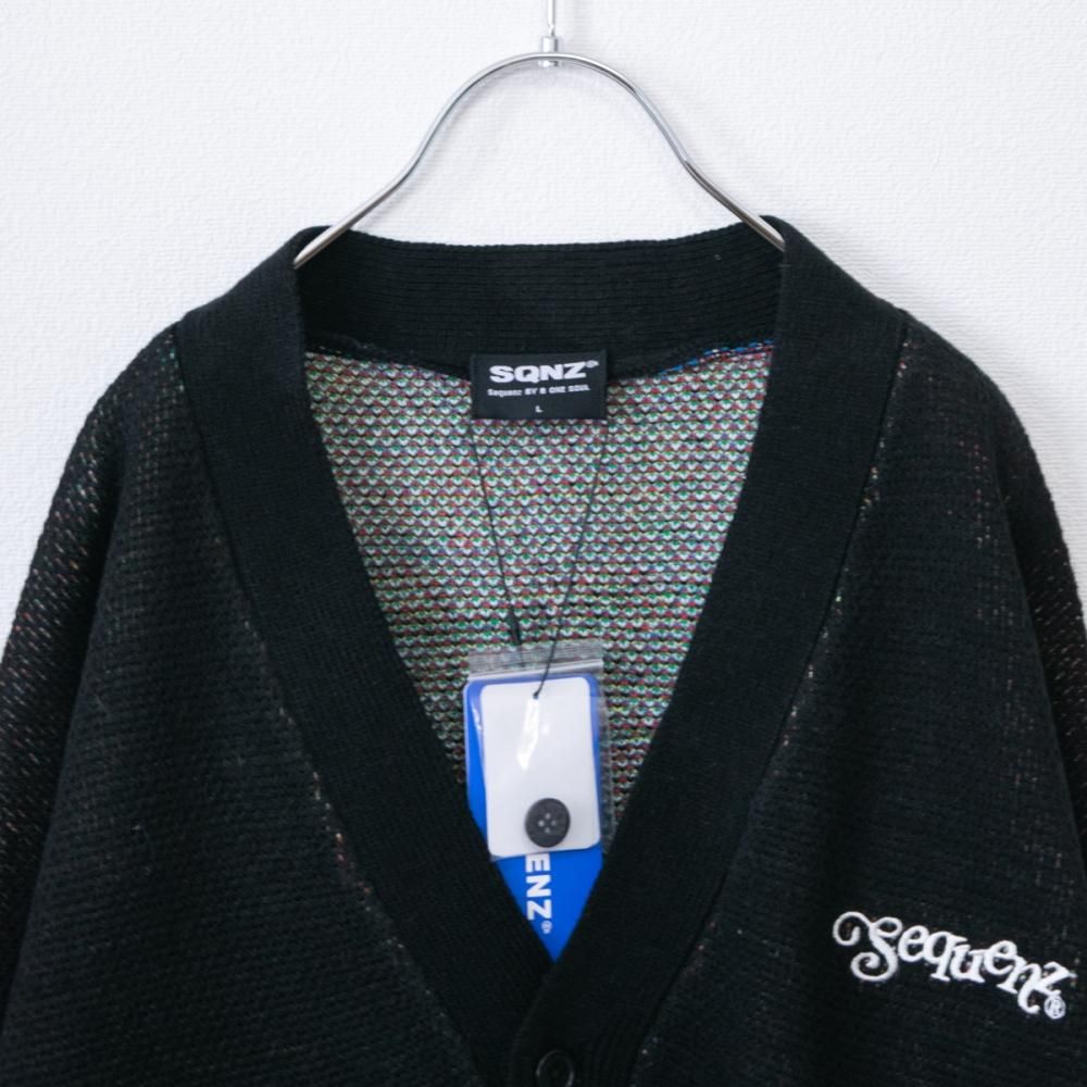 SEQUENZ 1pt刺繍 ヒッピー 花柄 ジャガードニット カーディガン BLACK