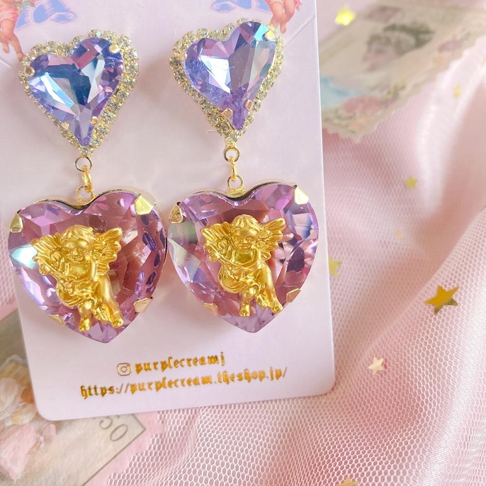 Purple Cream ビッグハートエンジェルピアス P830