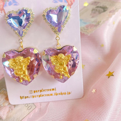 Purple Cream ビッグハートエンジェルピアス P830