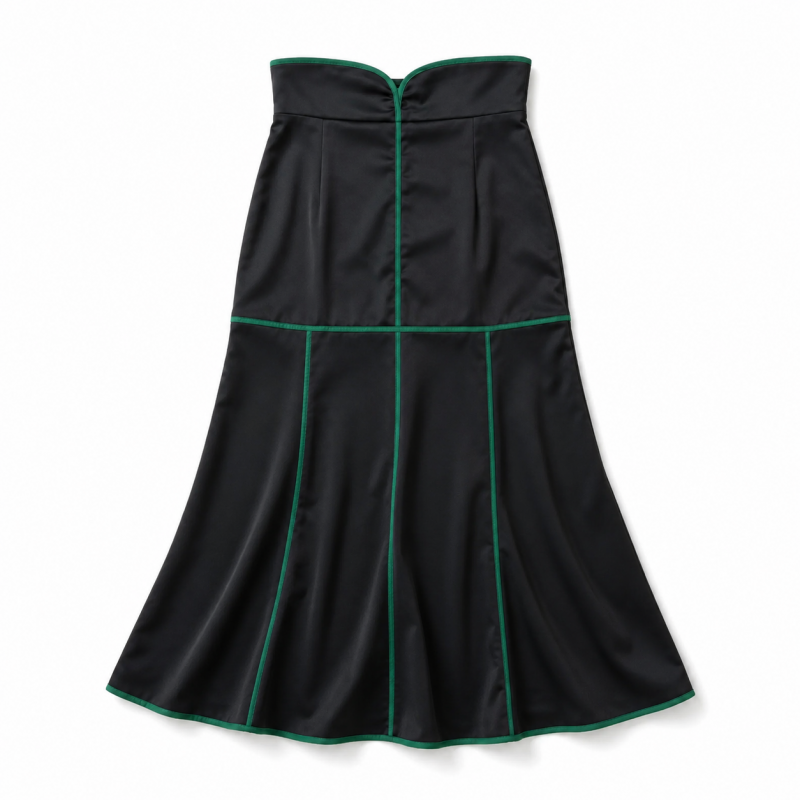 doll up oops ハイウエストパイピングスカート BLACK GREEN