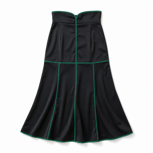 doll up oops ハイウエストパイピングスカート BLACK GREEN