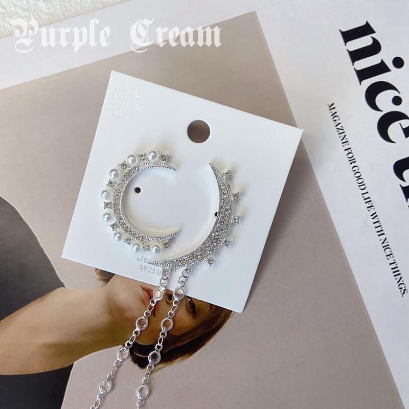 Purple Cream ムーンアシンメトリーピアス P617