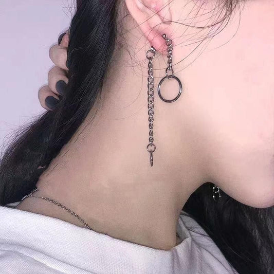 リングチェーン ピアス SILVER
