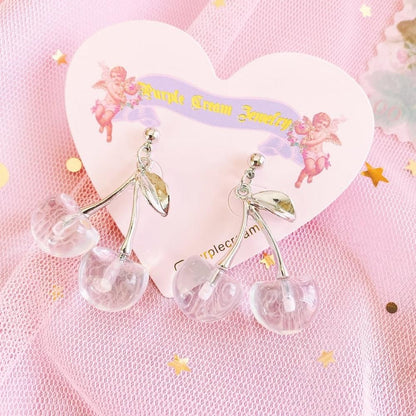 Purple Cream クリアチェリーピアス P793