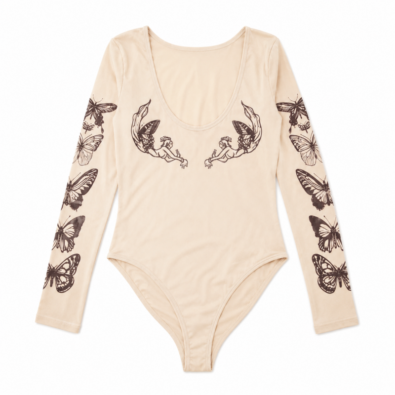 Spice Girl タトゥー プリント オールインワン トップ BEIGE