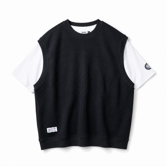 VISION STREET WEAR ワッフルベスト＆Tシャツ アンサンブル セット売り BLACK