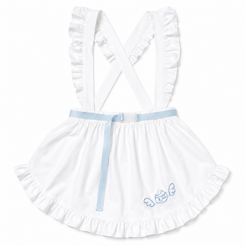 ACDC RAG ドットネコ フリル エプロン WHITE Pastel Blue