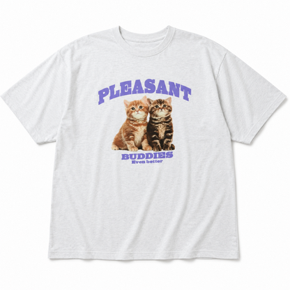アニマルプリント Tシャツ CAT OATMEAL