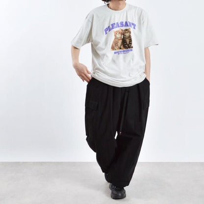 アニマルプリント Tシャツ CAT OATMEAL
