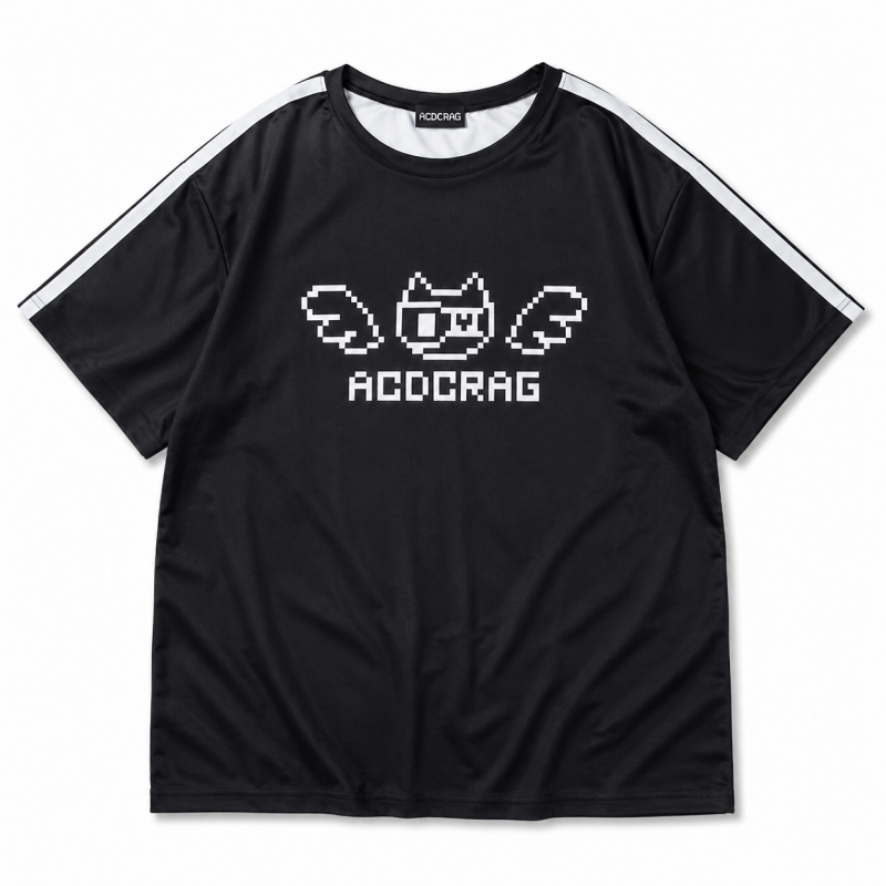ACDC RAG ドットネコ 半袖Tシャツ BLACK/WHITE